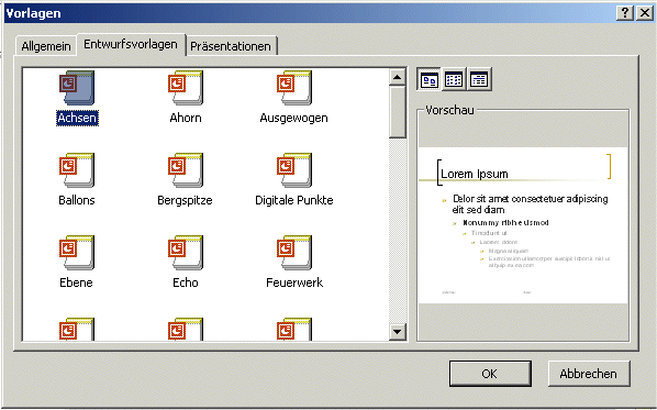Präsentationsvorlagen Powerpoint XP